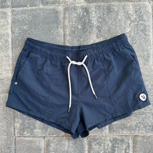 Vuori Womens Small Sunwashed Shorts Navy Drawstring Elastic Waist Gym Athleisure